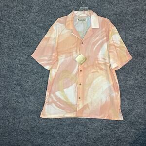 Coconut Connection Mens Button Up Shirt Size Large Coral Tropical Beach Resort